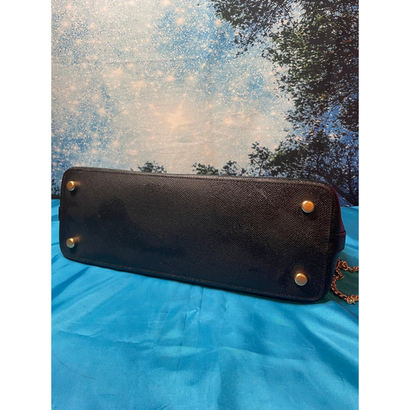 Women's Coach Black / Gold Dome Satchel Crossbody Bag 24” Gold Chain EUC - Picture 7 of 16